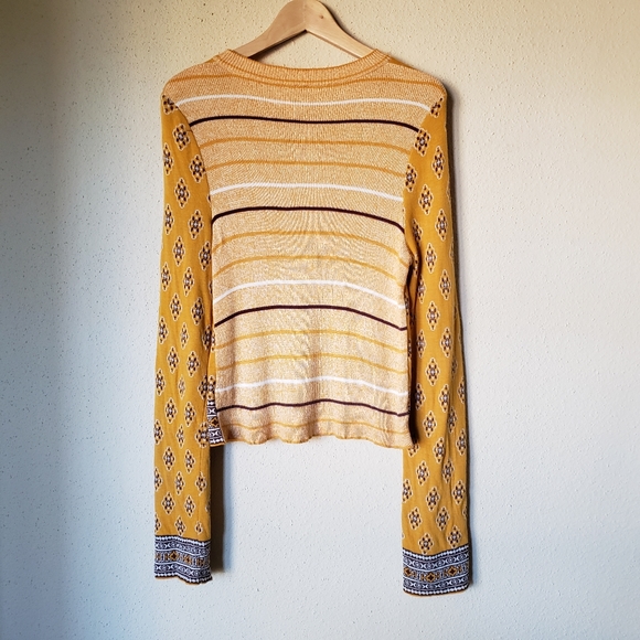 Free People Boho New Age Crew Nack Yellow Sweater - Picture 4 of 8